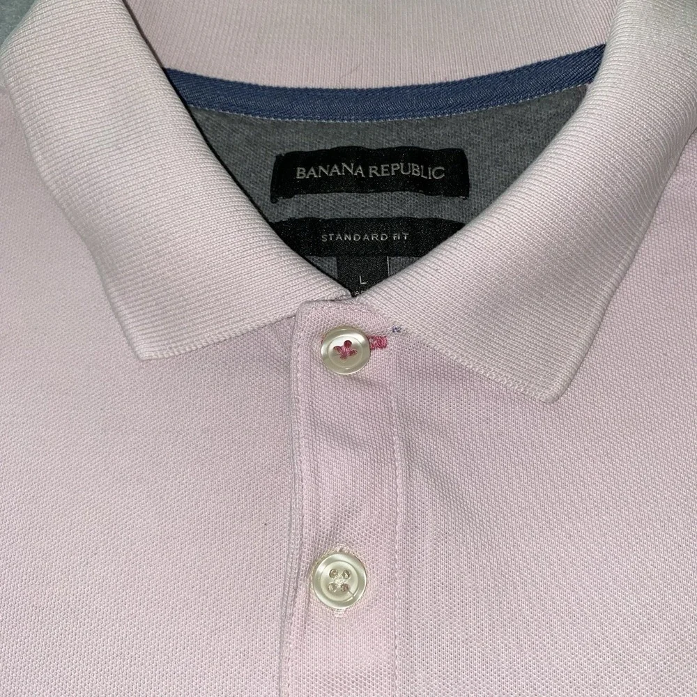 Banana Republic Polo Shirt Mens L Pink‎ Elephant Logo Pique Cotton Blend Preppy